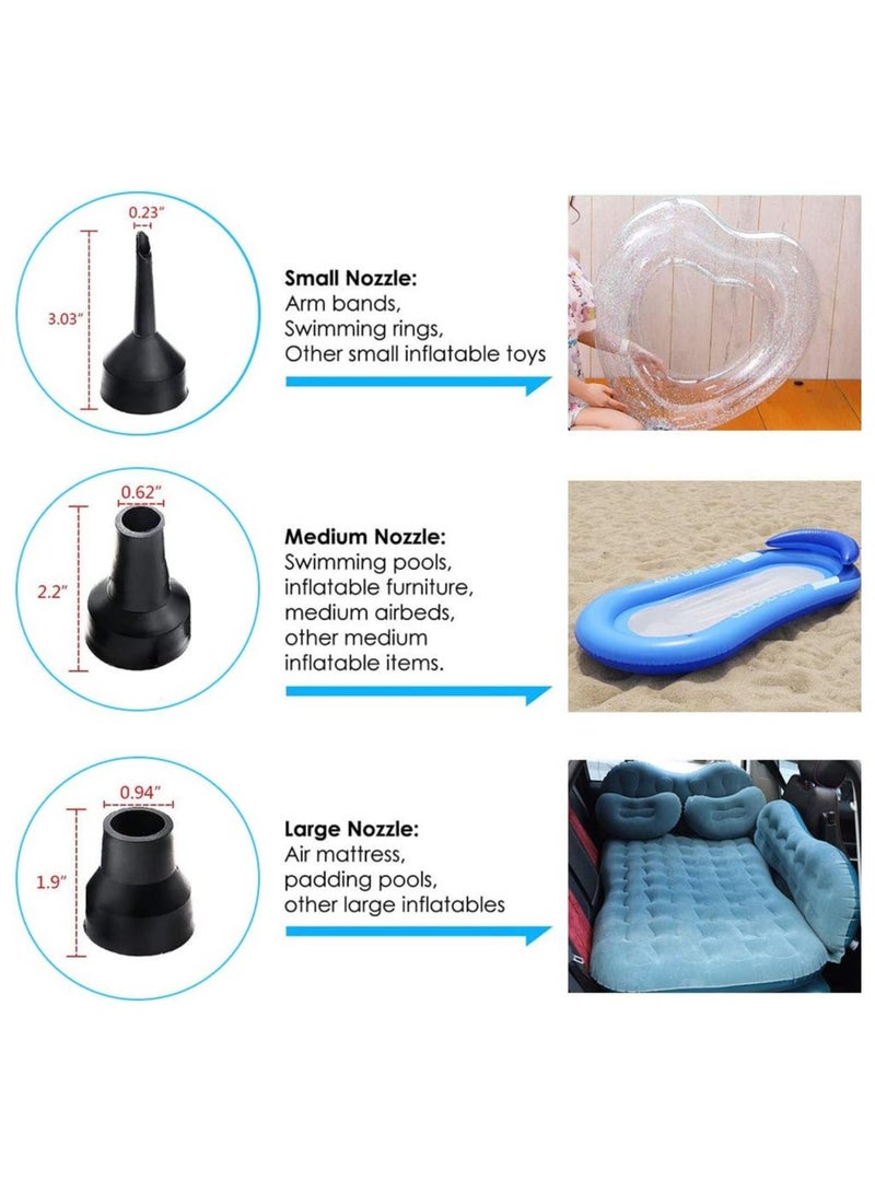Electric Air Pump Portable Quick-Fill Air Pump with 3 Nozzles 220V AC/12V DC Perfect Inflator/Deflator Pumps (Dual-use power adapter) - Image 3